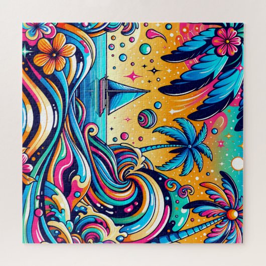 Puzzle Fun Whimsic Psychedelic Voilier (Horizontal)
