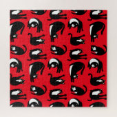 Puzzle Funny Black Red Cat Fitness (Horizontal)