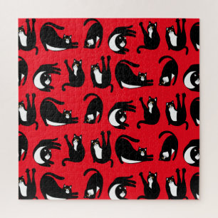 Puzzle Funny Black Red Cat Fitness