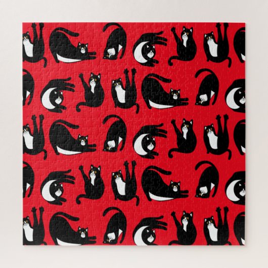 Puzzle Funny Black Red Cat Fitness (Vertical)