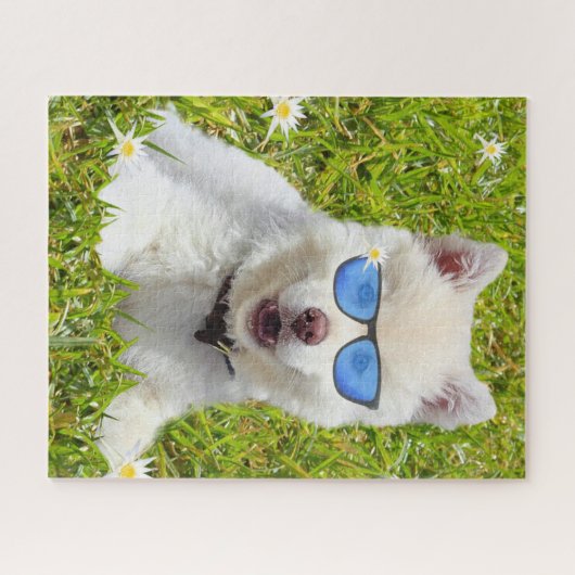 Puzzle Funny Chiot blanc Husky, (Horizontal)