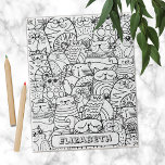 Puzzle Funny Cute Cats Zen Doodle Coloriage Nom Personnal<br><div class="desc">Un puzzle colorant de nom personnalisé avec une foule de chats géants et fantaisistes pour un coloriage relaxant pour les enfants ou les adultes,  une activité amusante pour les amoureux de les chats.</div>
