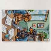 Puzzle Funny Dachshund Office Life Dog Lover Art (Horizontal)