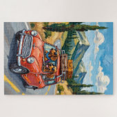 Puzzle Funny Dachshund Road Trip Adventure Dog Lover Art (Horizontal)