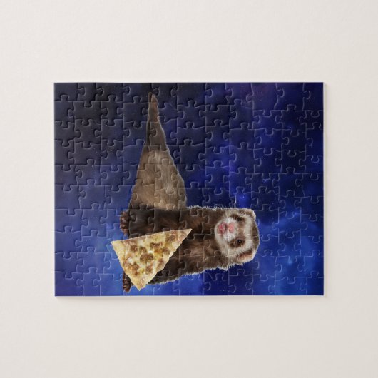Puzzle Funny Ferret Pizza Dans L'Espace Nebula Galaxy (Horizontal)