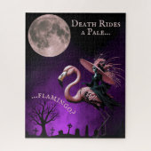 Puzzle Funny Halloween Skeleton Witch and Flamingo (Vertical)