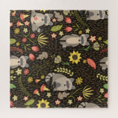 Puzzle Funny Raccoons Vintage Illustration Motif (Horizontal)