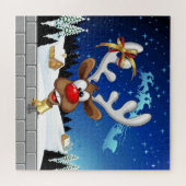 Puzzle Funny Reindeer Peeking Christmas Meme  (Horizontal)