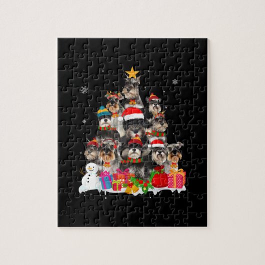 Puzzle Funny Schnauzer Christmas Tree animal Amoureux des (Vertical)
