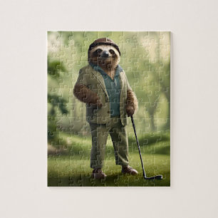 Puzzle Funny Sloth Golf Player,