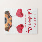Puzzle Funny Valentine's Day mignon Chien Coeur Headband (Horizontal)
