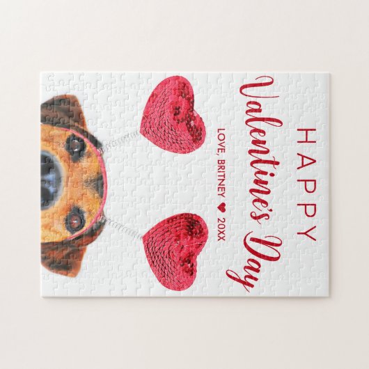 Puzzle Funny Valentine's Day mignon Chien Coeur Headband (Horizontal)