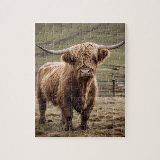 Puzzle **"Furry Majesty : The Woolly Brown Highland Cow"* (Vertical)