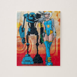 Puzzle futuriste avec boîte cadeau