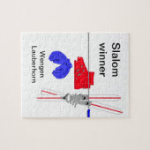 Puzzle Gagnant de slalom, bottes de ski, gants et bâtons (Horizontal)