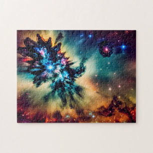 Puzzle Galaxie cosmique rouge bleu et rouge univers