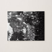 Puzzle galaxie de carte du monde noire et blanche (Horizontal)