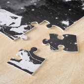 Puzzle galaxie de carte du monde noire et blanche (Côté)