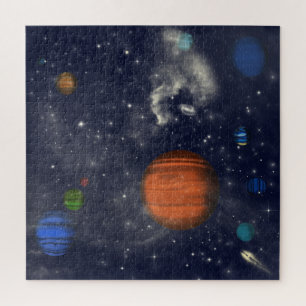 Puzzle Galaxies avec étoiles et planètes dans l'espace