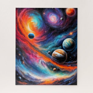 Puzzle Galaxies spirales colorées et planètes de l'espace