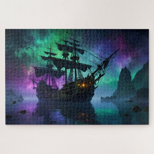Puzzle Galleon fantôme sous les étoiles hantées (Horizontal)