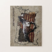 Puzzle Galloping Pinto Paint USA Pony Express Horse (Vertical)