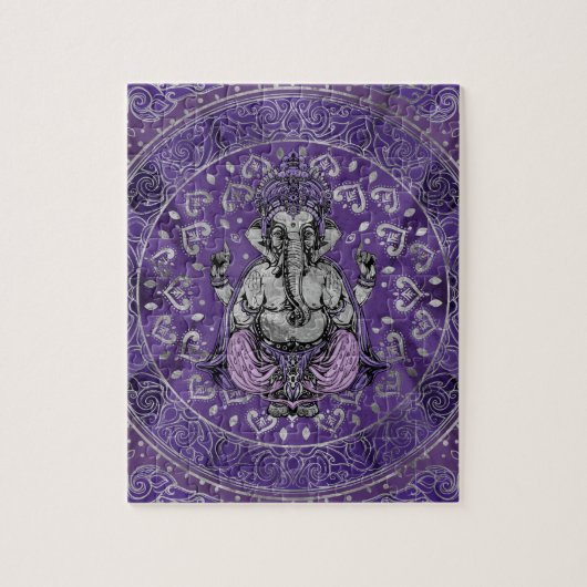 Puzzle Ganesha - argent et pourpres (Vertical)