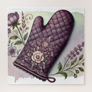 Puzzle Gant de four floral violet Art de cuisine Cottagec