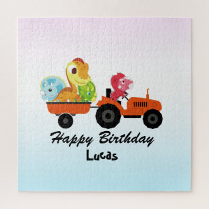 Puzzle Garçon d'anniversaire école tracteur dinosaure DIN