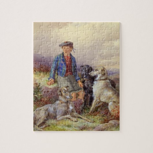 Puzzle Garçon écossais avec des chiens-loup dans un (Vertical)