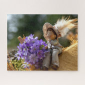 Puzzle Garçon en rondelle avec fleurs (Horizontal)