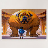 Puzzle garçon et gros chien (Horizontal)