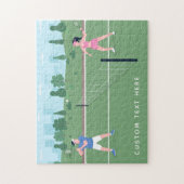 Puzzle Garçon Jouer Tennis Green Illustration & Texte (Vertical)