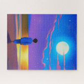 Puzzle Garçon sur la plage, regardant la lune (Horizontal)