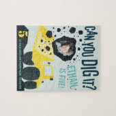 Puzzle Garçons Anniversaire Construction Camion Bleu Jaun (Horizontal)