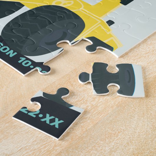 Puzzle Garçons Anniversaire Construction Camion Bleu Jaun (Côté)