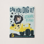 Puzzle Garçons Anniversaire Construction Camion Bleu Jaun (Vertical)