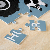 Puzzle Garçons Cute Blue Farm Tracteur et nom Enfants (Côté)