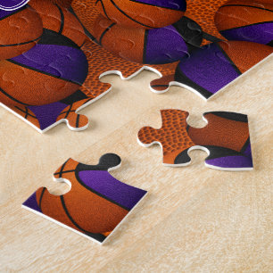 Puzzle garçons filles noir violet équipe de basket couleu