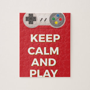 Puzzle Gardez votre calme et jouez affiche vintage