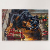 Puzzle Gardien de cheminée de Noël Rottweiler (Horizontal)