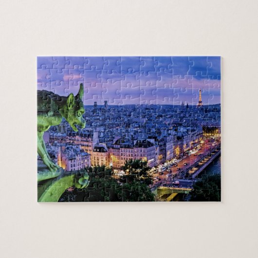 Puzzle Gargolyse Surplombe Paris La Nuit (Horizontal)