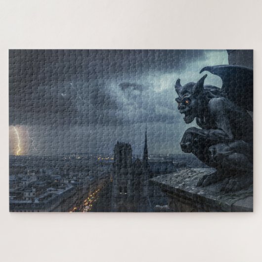 Puzzle Gargoyle dans une nuit orageuse (Horizontal)