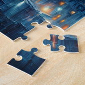 Puzzle Gargoyle Surveille Gothique Ville Bleu (Côté)