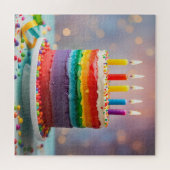 Puzzle Gâteau d'anniversaire arc-en-ciel (Horizontal)