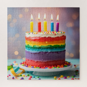 Puzzle Gâteau d'anniversaire arc-en-ciel