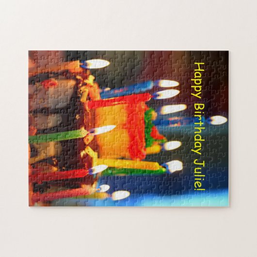 Puzzle Gâteau d'anniversaire avec des bougies (Horizontal)