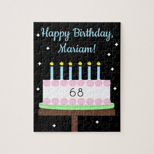 Puzzle Gâteau d'anniversaire doux et vanillé avec des éto (Vertical)