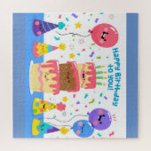Puzzle Gâteau D'Anniversaire Souriant Et Ballons (Horizontal)