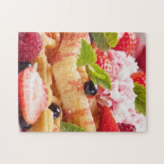 Puzzle Gâteau de gaufre avec la baie fraîche (Horizontal)